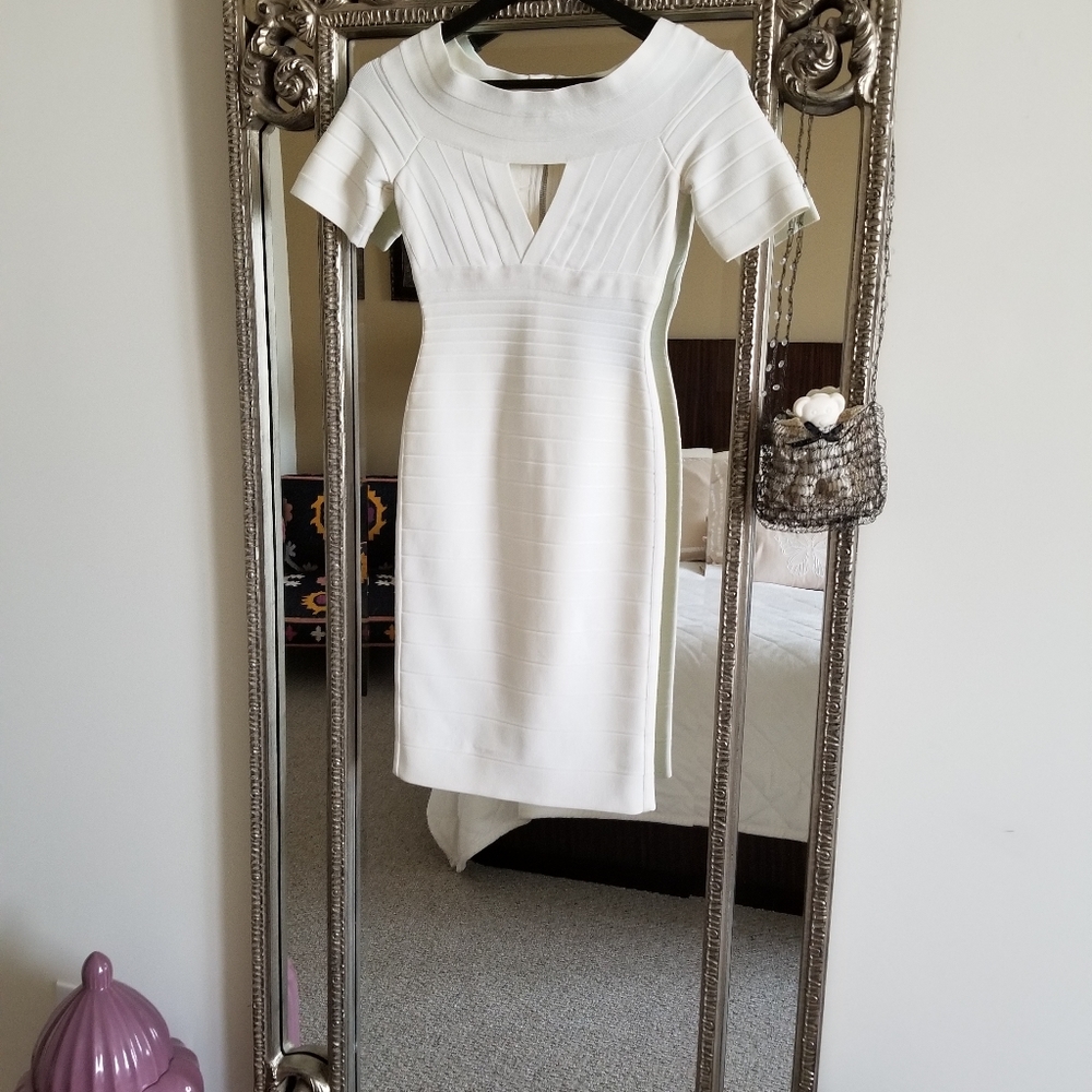 HERVER LEGER Kristin Alabaster bondage dress